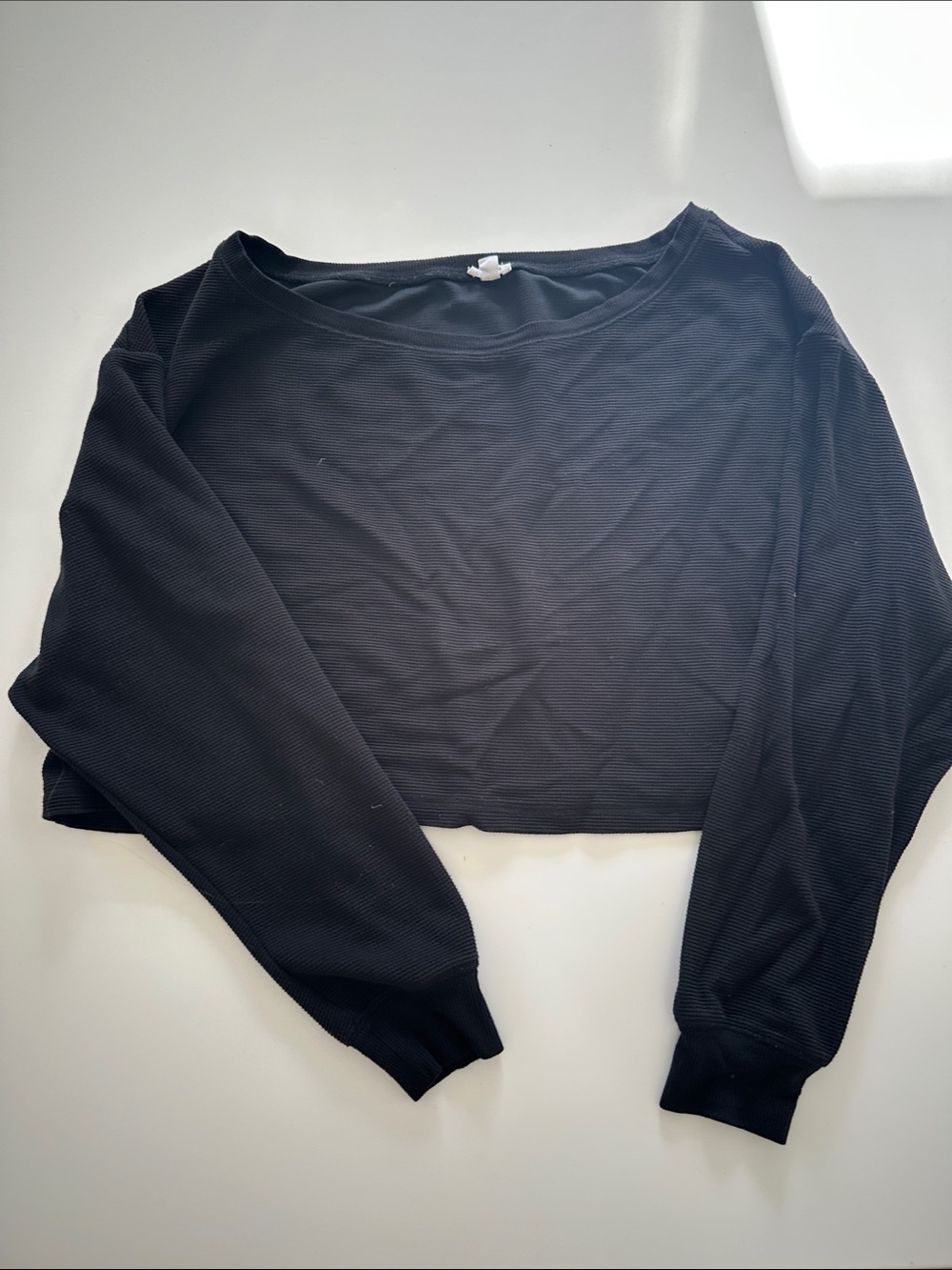 Garage Black Cropped Long-Sleeve Sweatshirt